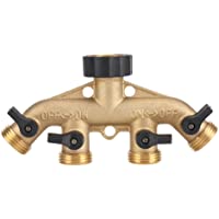Divisor De Manguera De Jardín 4 Vías De Latón- Divisor De Grifo De 3-4 Conector De Corte De 4 Vías Divisor De Tubería…